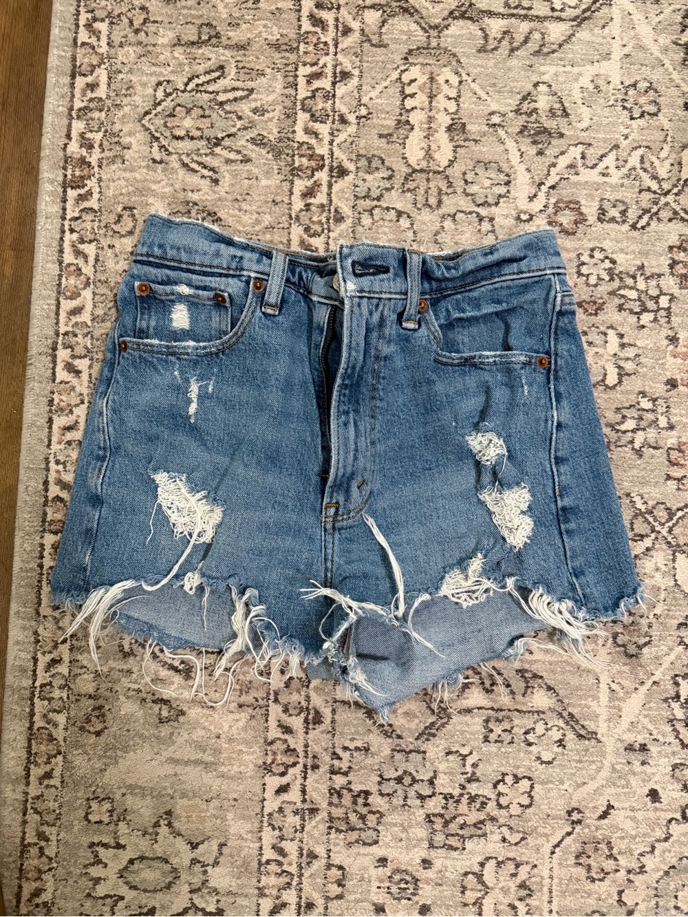 Abercrombie & Fitch Distressed Blue Denim Jean Shorts